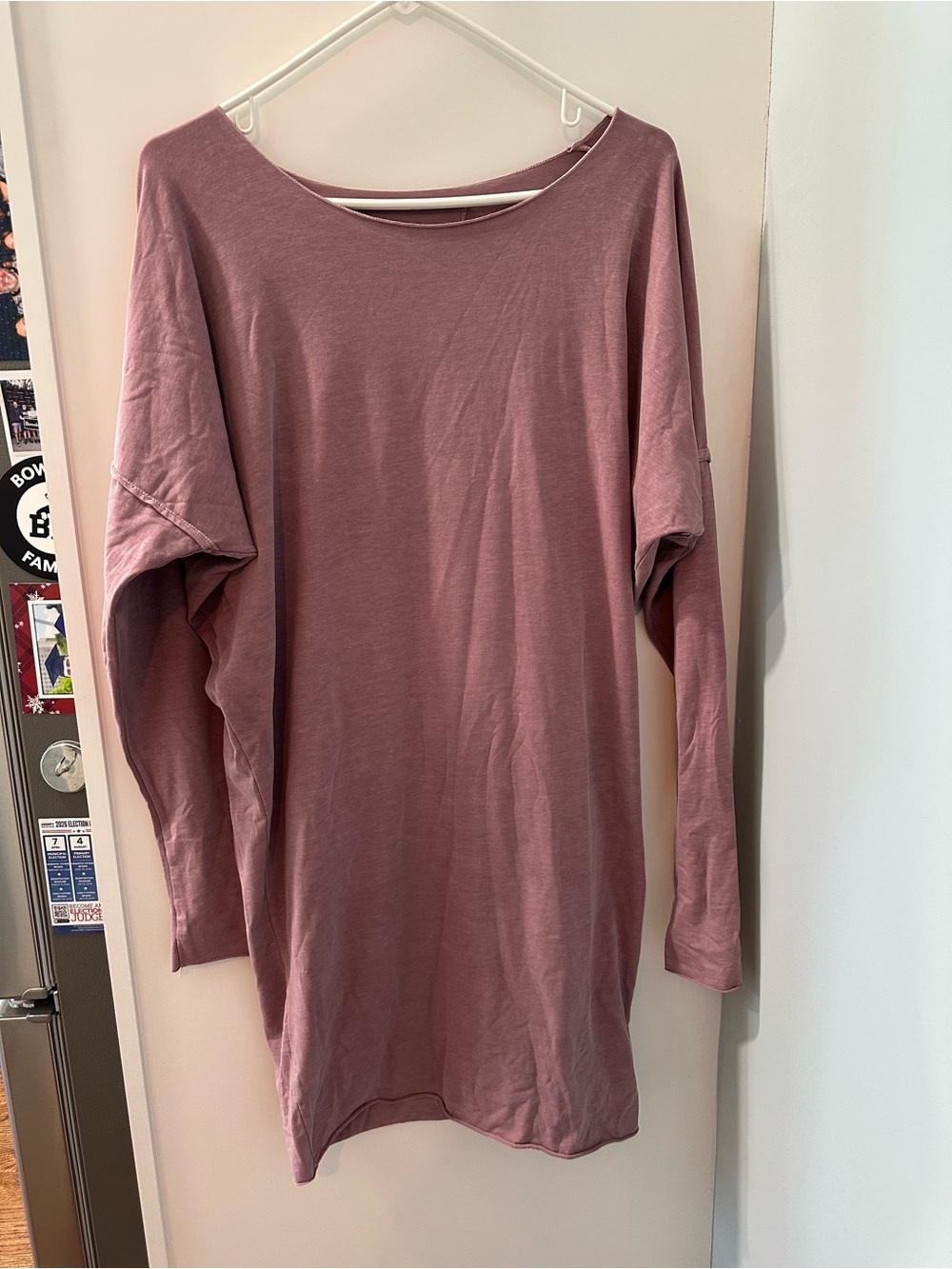 NWT PJ Harlow Rock Cotton Oversized Long Sleeve Tunic Lounge Dress Mauve OS